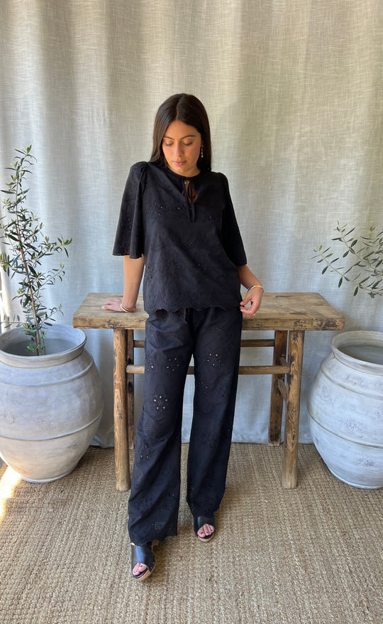 Palazzo Pant Black Anglaise