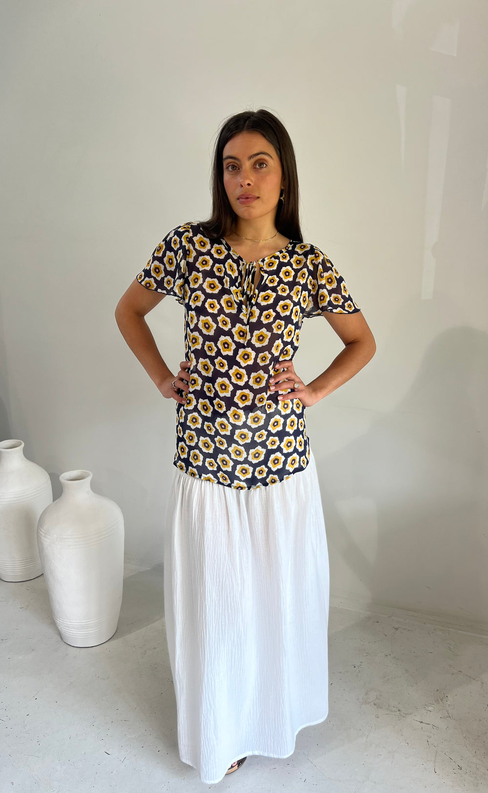 Temple Skirt White Waffle Cotton