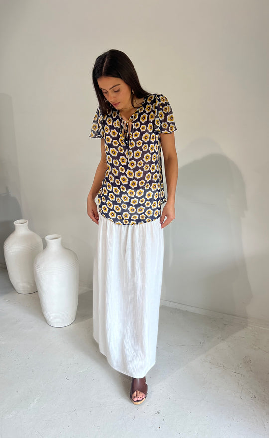 Temple Skirt White Waffle Cotton