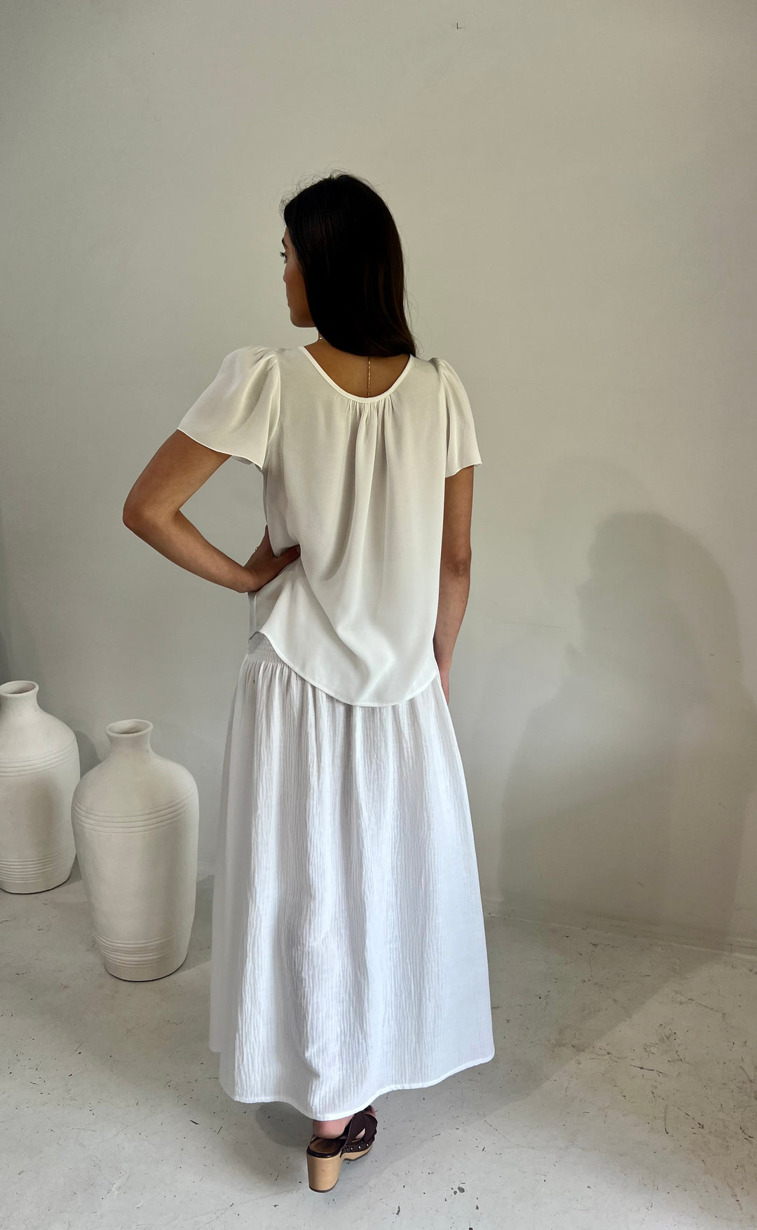 Temple Skirt White Waffle Cotton