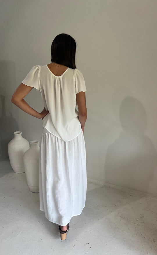 Temple Skirt White Waffle Cotton
