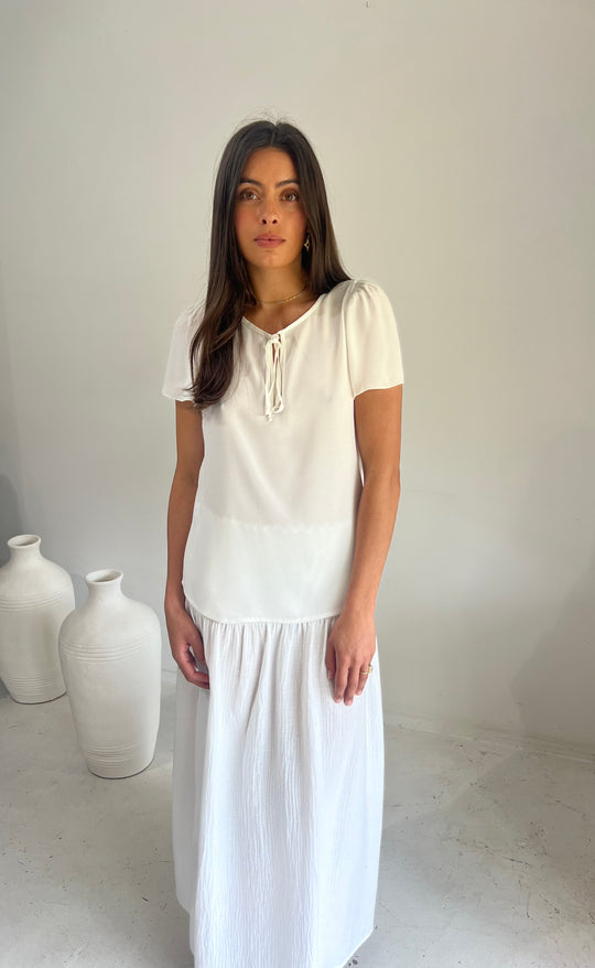 Temple Skirt White Waffle Cotton
