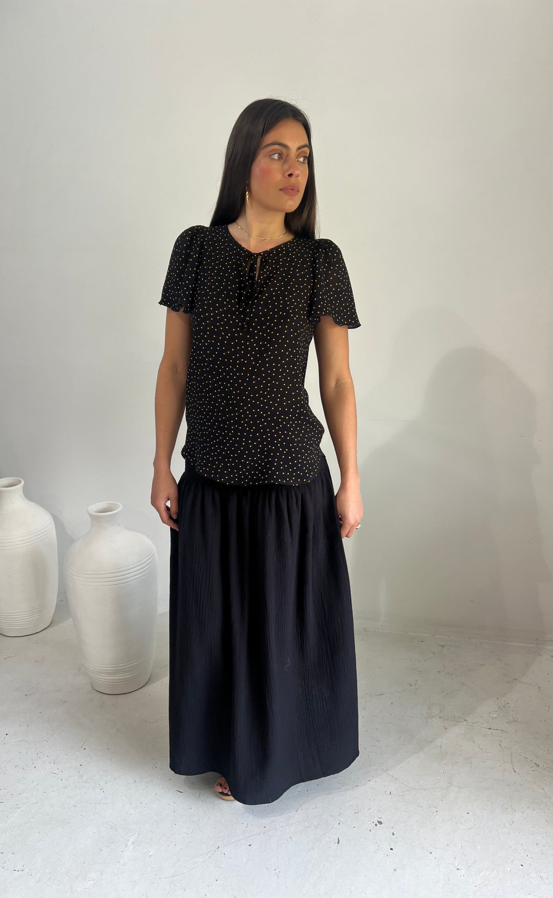 Temple Skirt Black Waffle Cotton