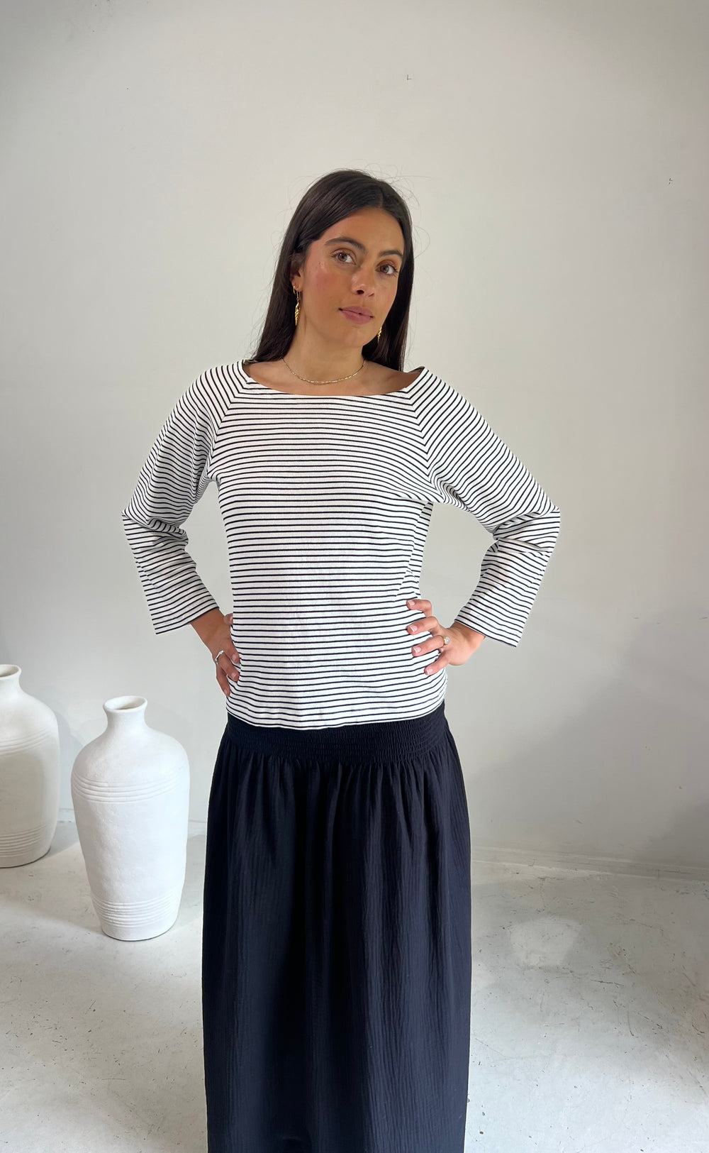Temple Skirt Black Waffle Cotton