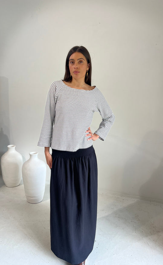 Temple Skirt Black Waffle Cotton
