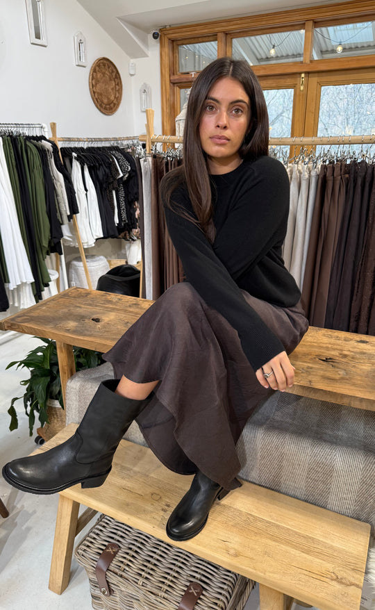 Renee Maxi Skirt Coffee Linen Twill
