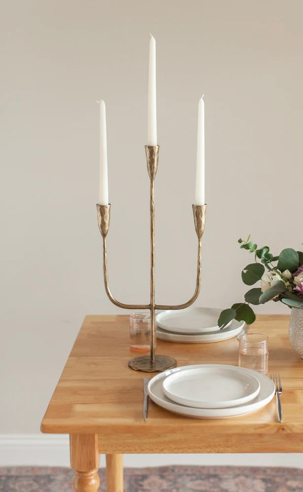 Hand Forged Iron Candelabra Brass