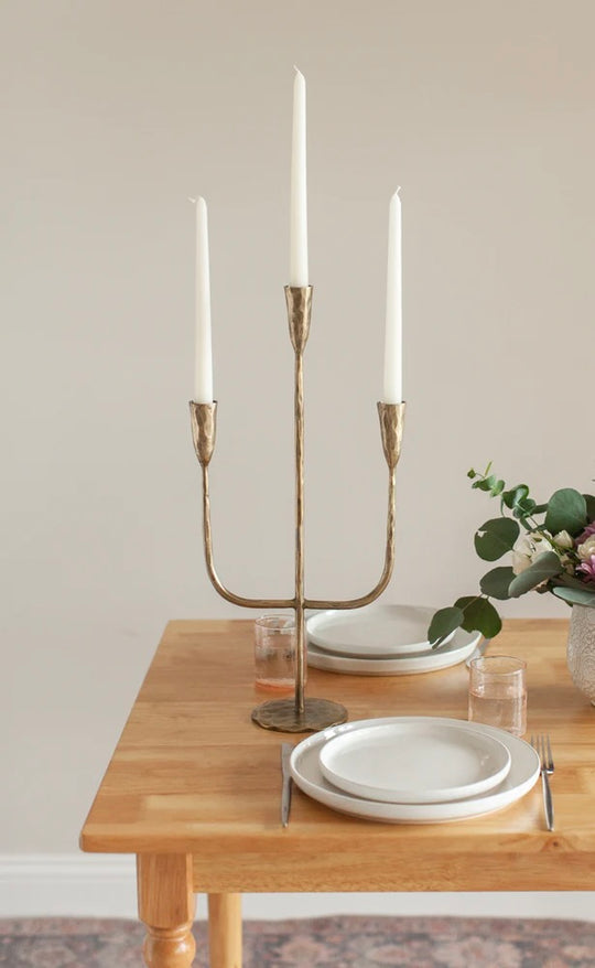 Hand Forged Iron Candelabra Brass