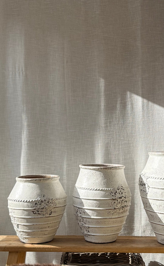Striated Whitewash Pot S