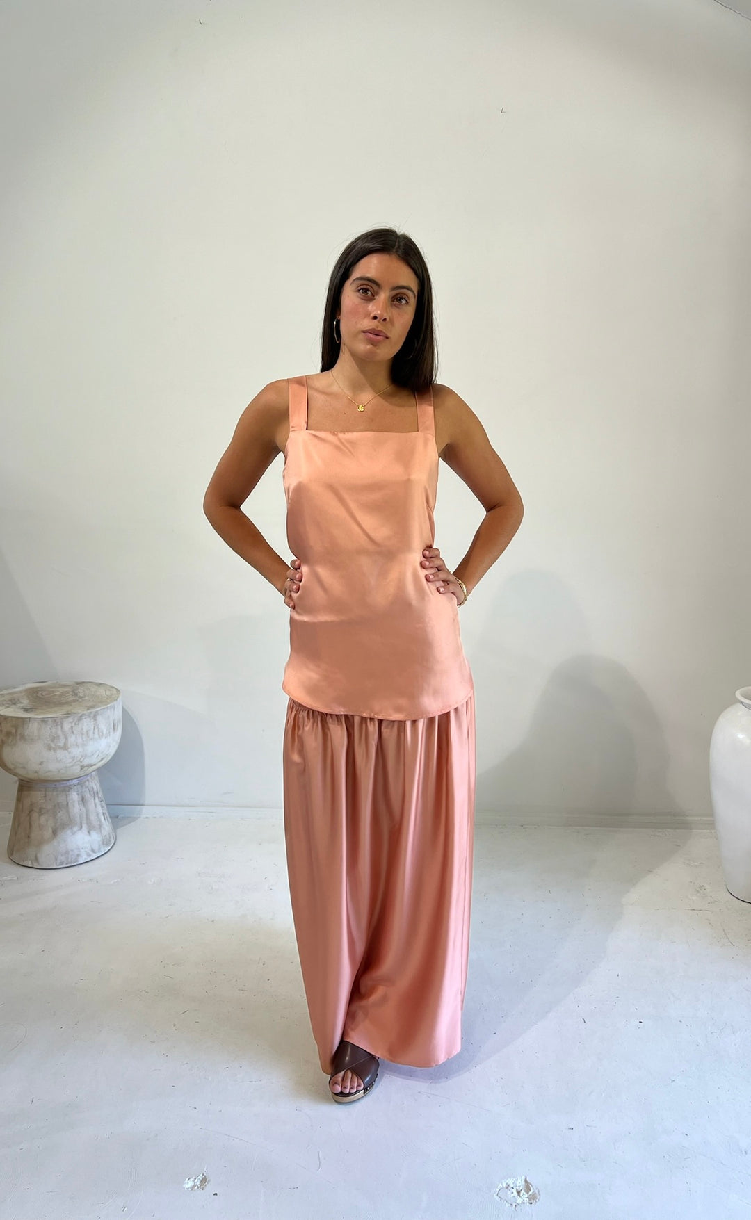 Temple Skirt Coral Silk