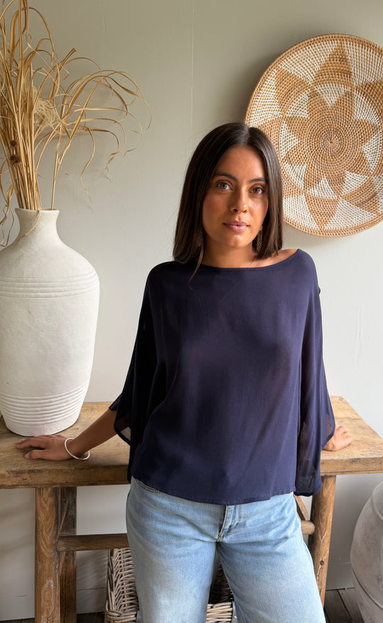 Senna Top Navy Sheer