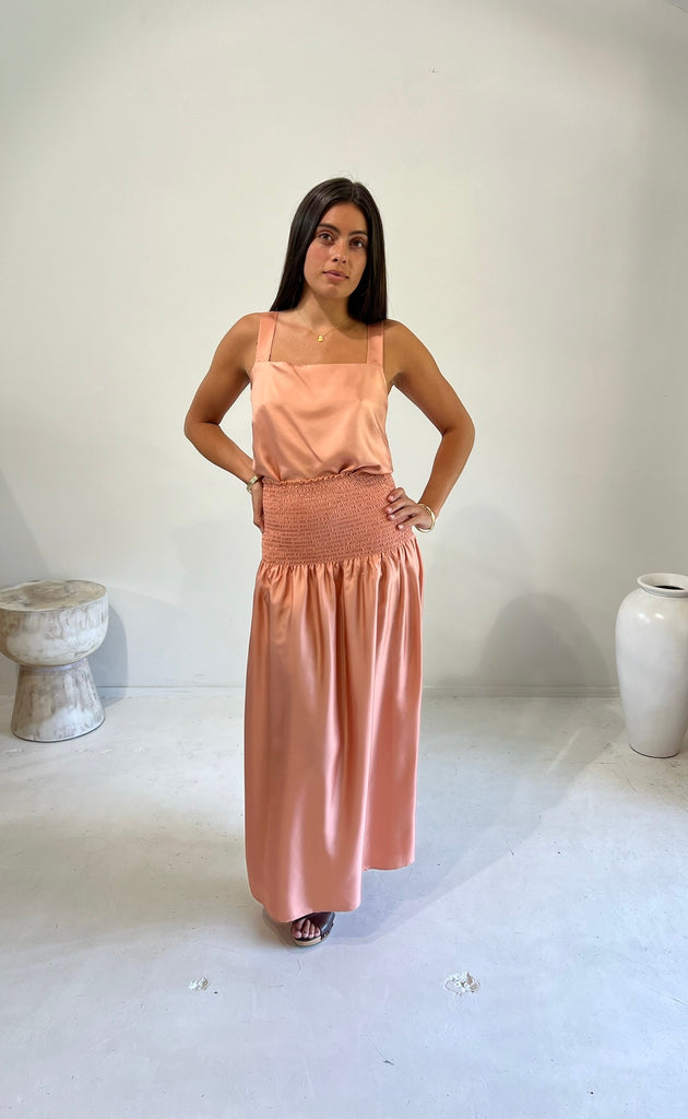 Temple Skirt Coral Silk