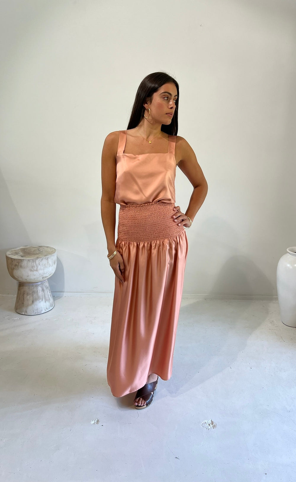 Temple Skirt Coral Silk