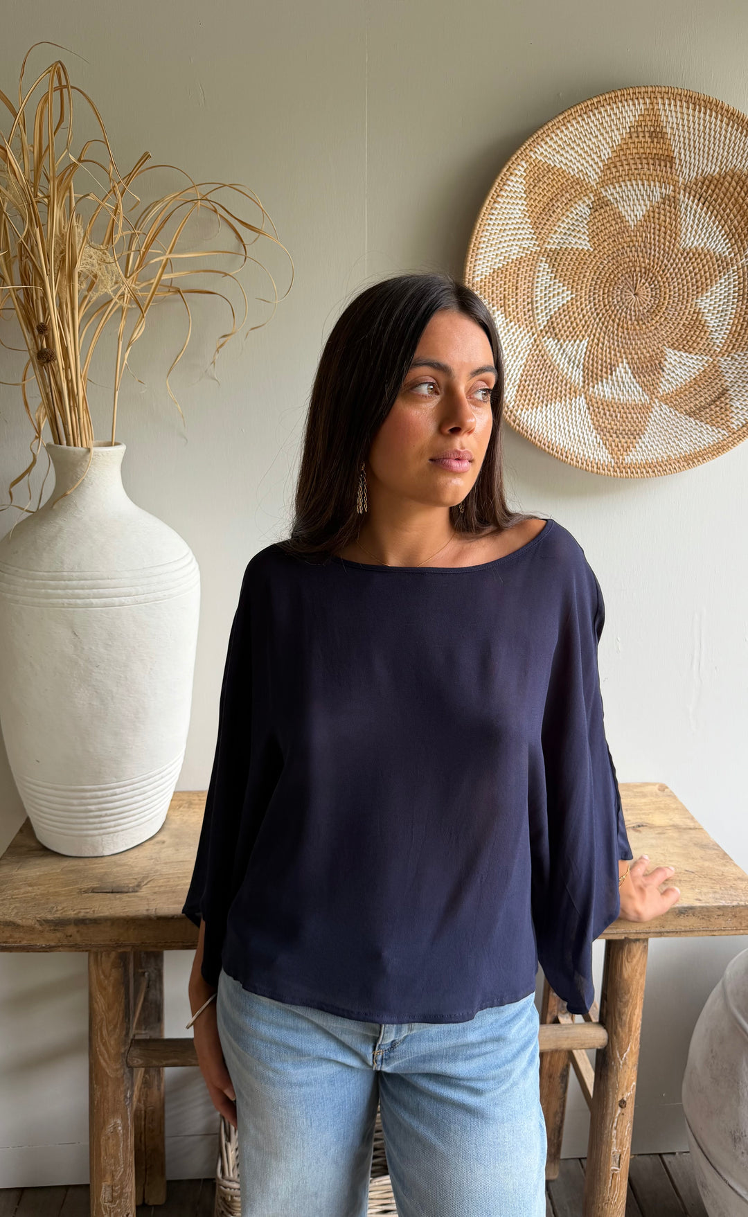 Senna Top Navy Sheer