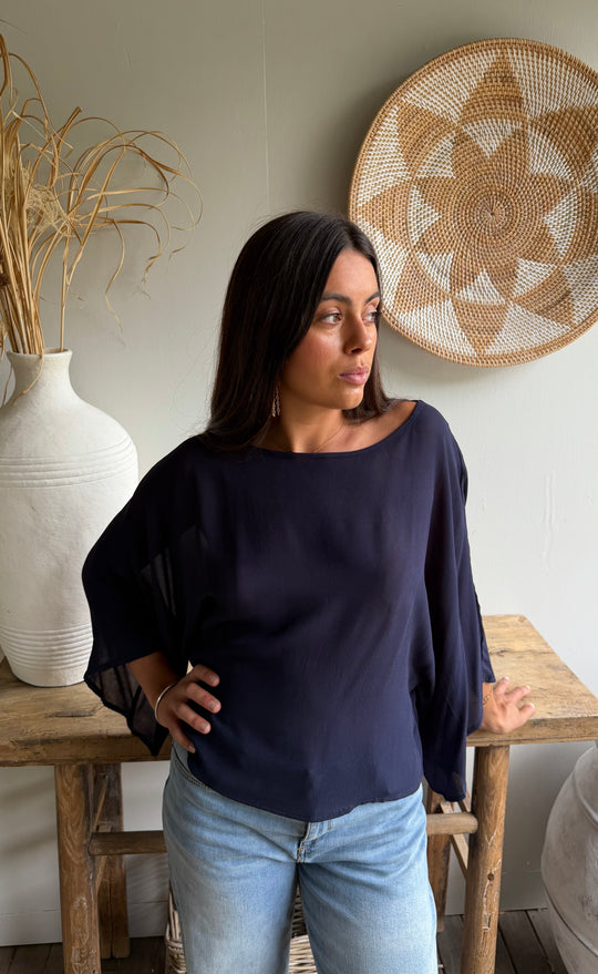 Senna Top Navy Sheer