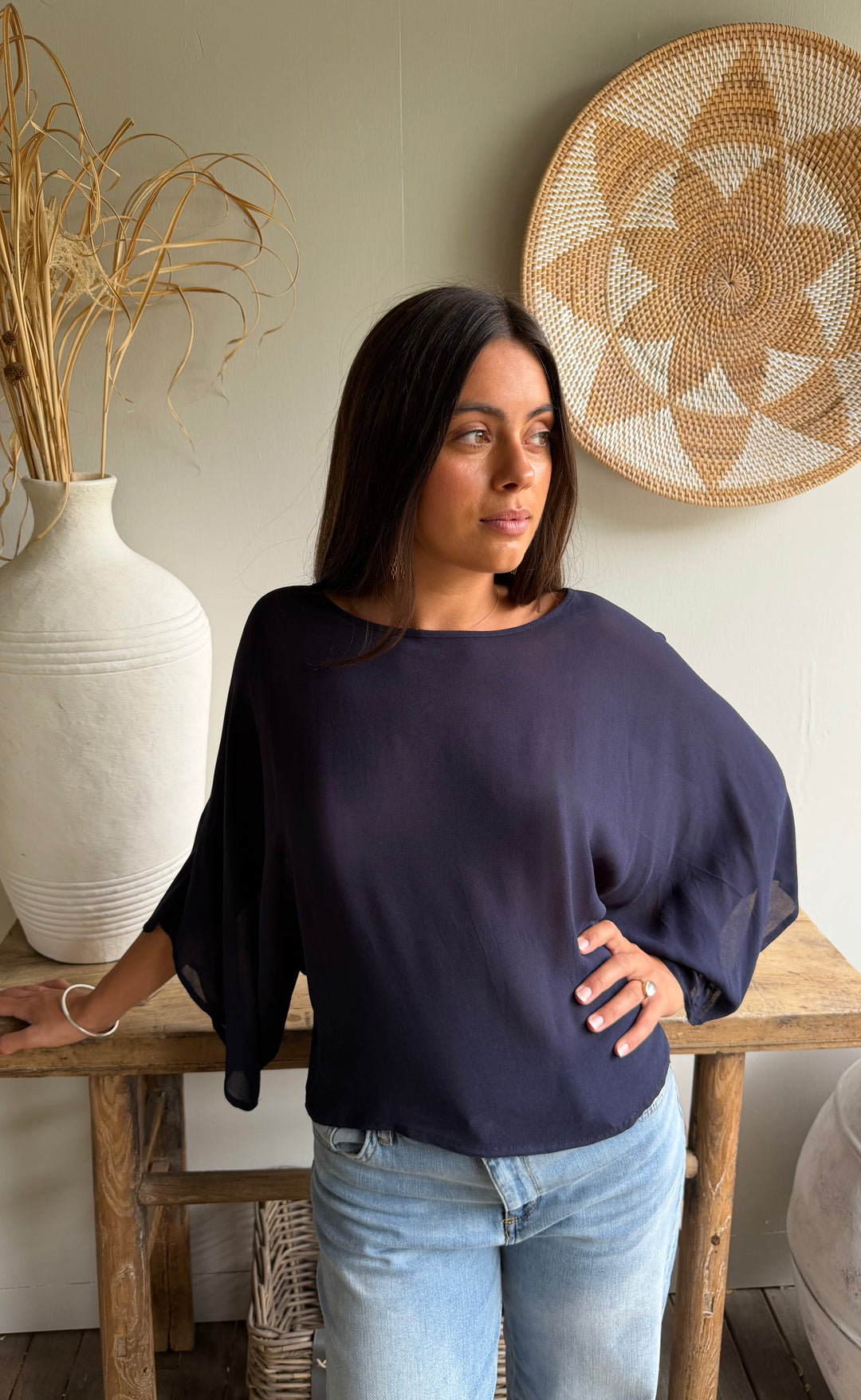 Senna Top Navy Sheer