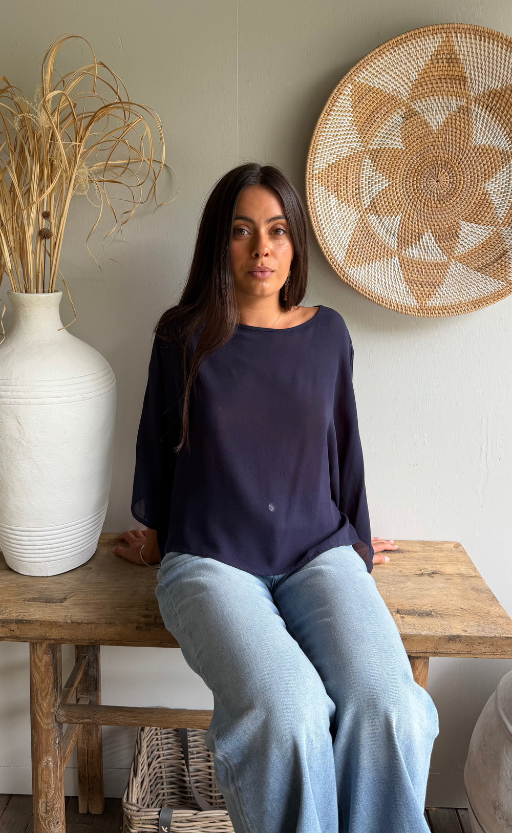 Senna Top Navy Sheer