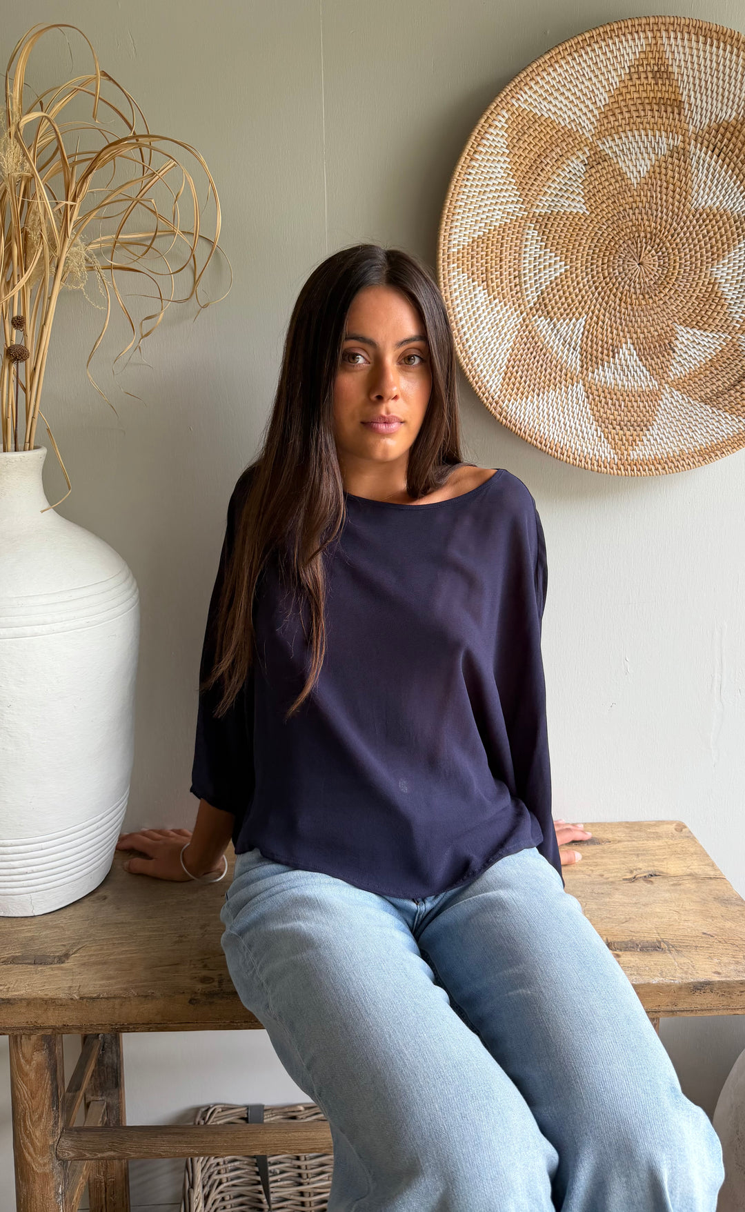Senna Top Navy Sheer