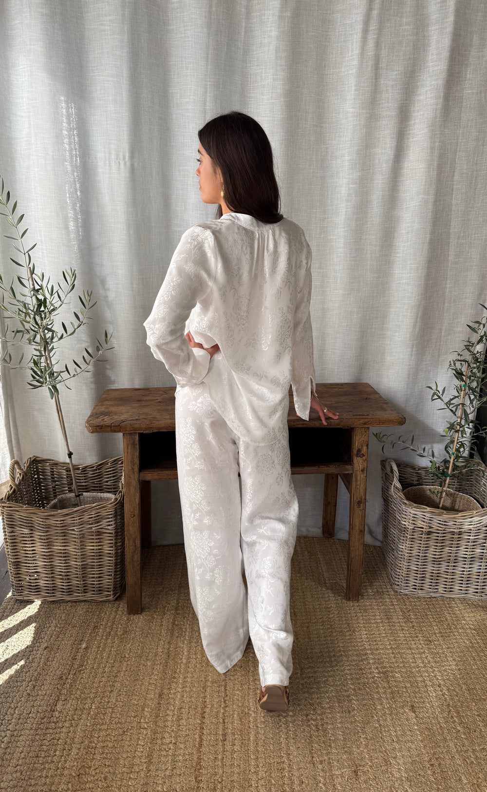 Palazzo Pant Damask Rose Ivory