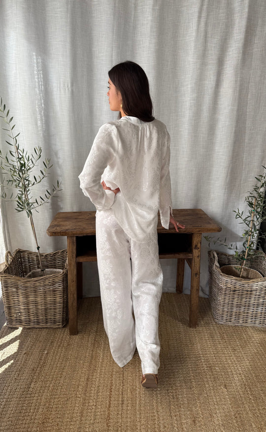 Palazzo Pant Damask Rose Ivory