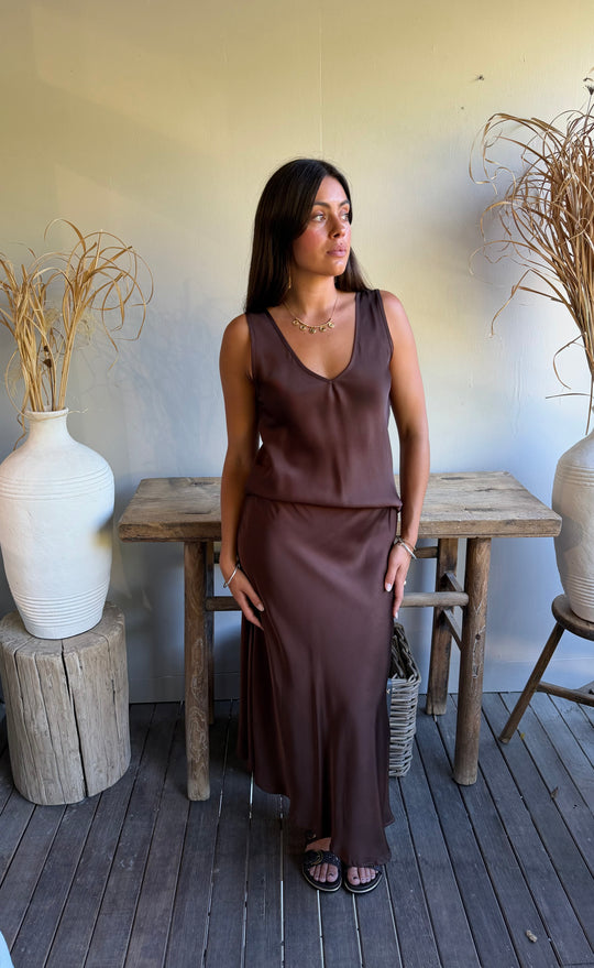 Renee Midi Skirt Coco Satin