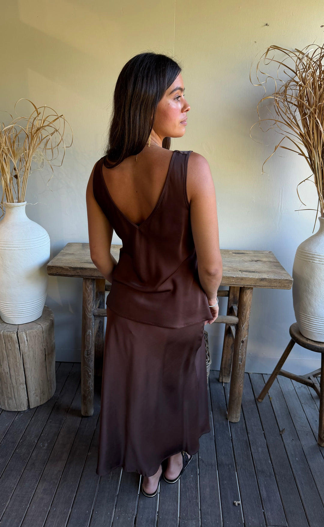 Renee Midi Skirt Coco Satin