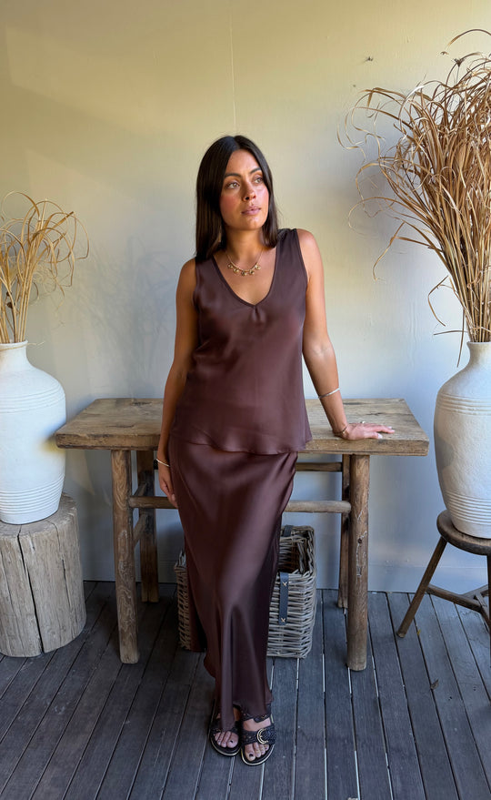 Renee Midi Skirt Coco Satin