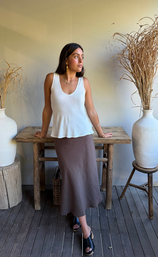 Renee Midi Skirt Chocolate Hemp