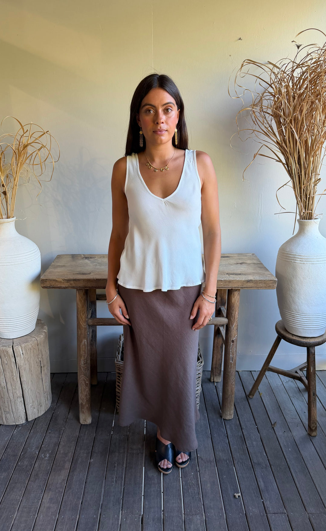 Renee Midi Skirt Chocolate Hemp