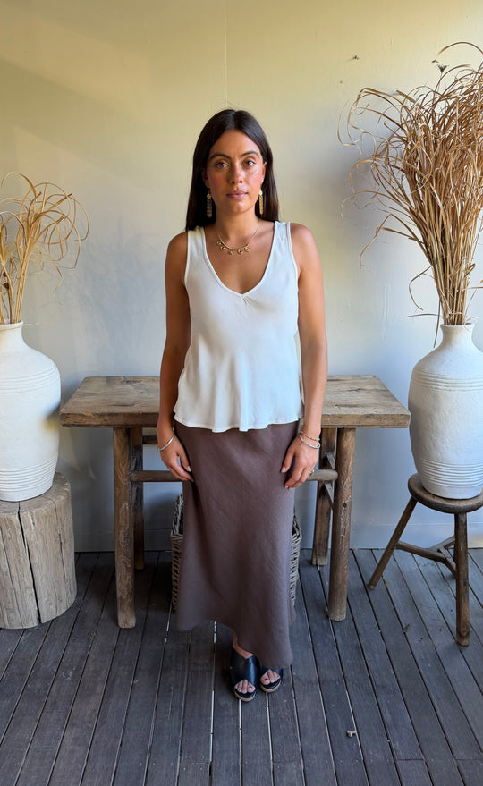 Renee Midi Skirt Chocolate Hemp