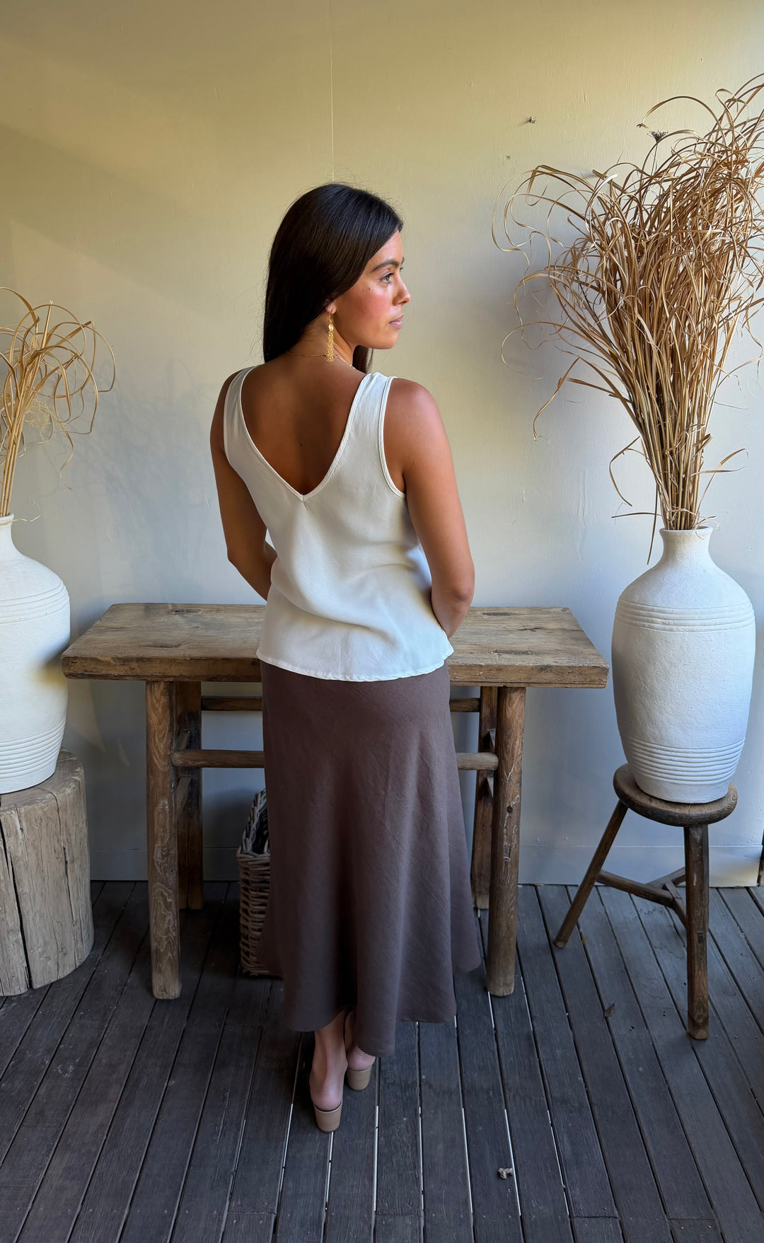 Renee Midi Skirt Chocolate Hemp