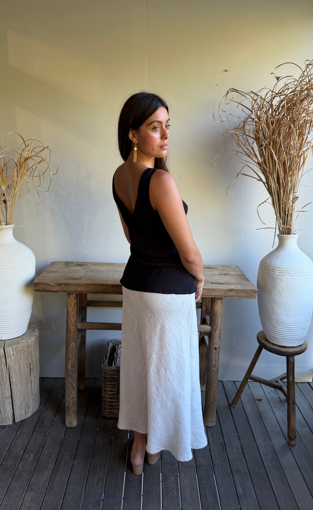 Renee Midi Skirt Natural Hemp