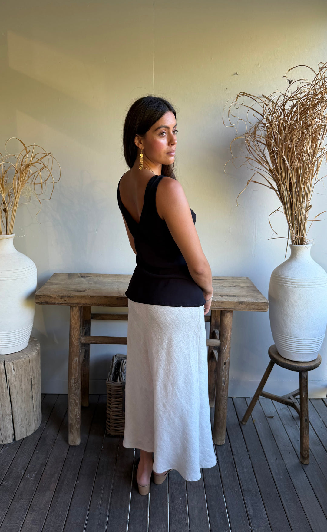 Renee Midi Skirt Natural Hemp