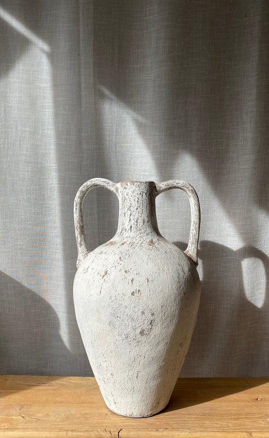 Double Handed Whitewash Urn L