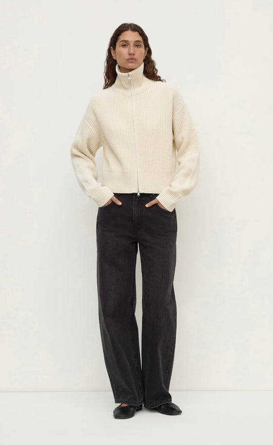 Kaia Wool Zip Sweater Antique White
