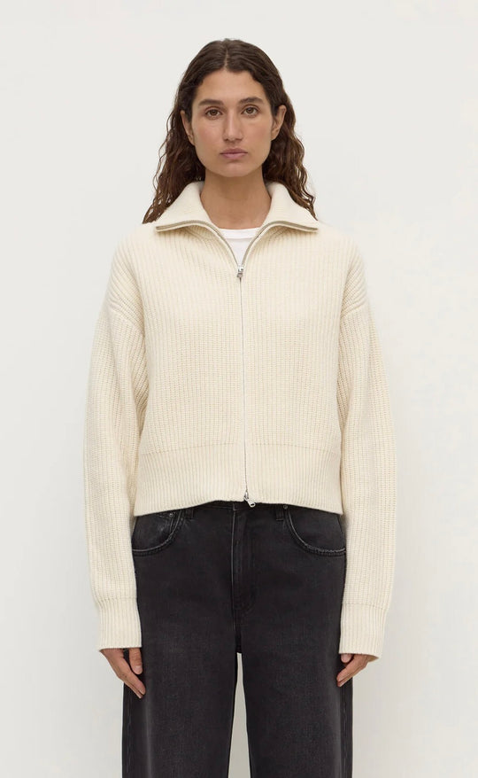 Kaia Wool Zip Sweater Antique White