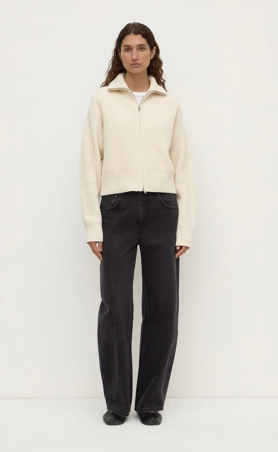 Kaia Wool Zip Sweater Antique White