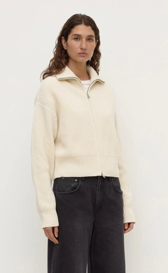 Kaia Wool Zip Sweater Antique White
