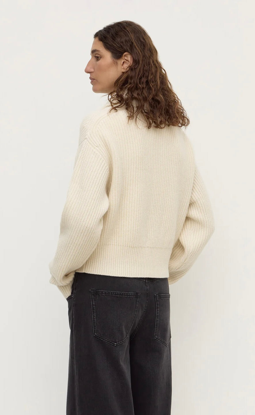 Kaia Wool Zip Sweater Antique White