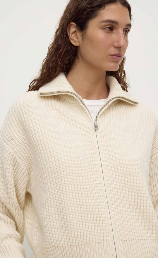 Kaia Wool Zip Sweater Antique White