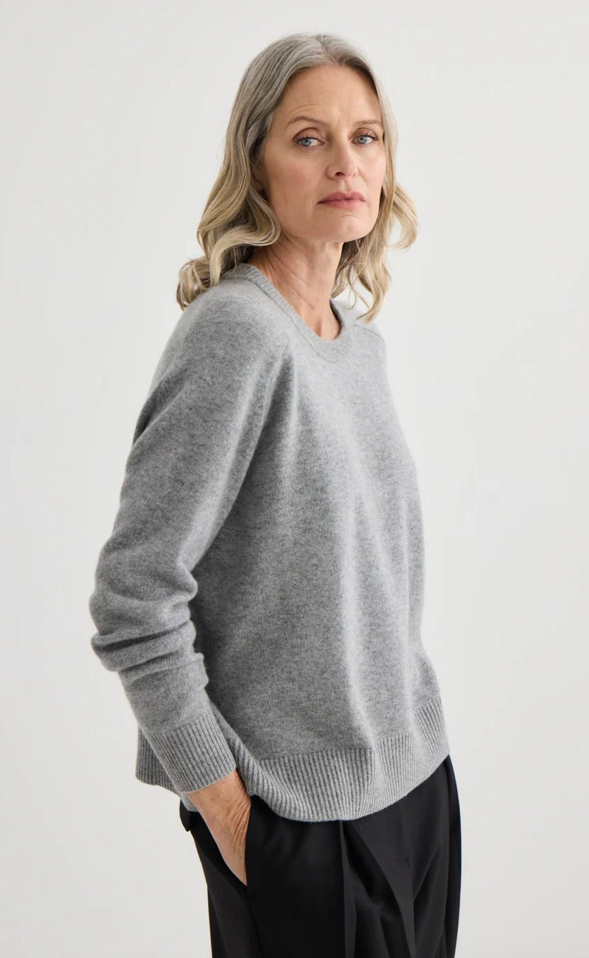 Cashmere Oversized Crewneck Grey Marle