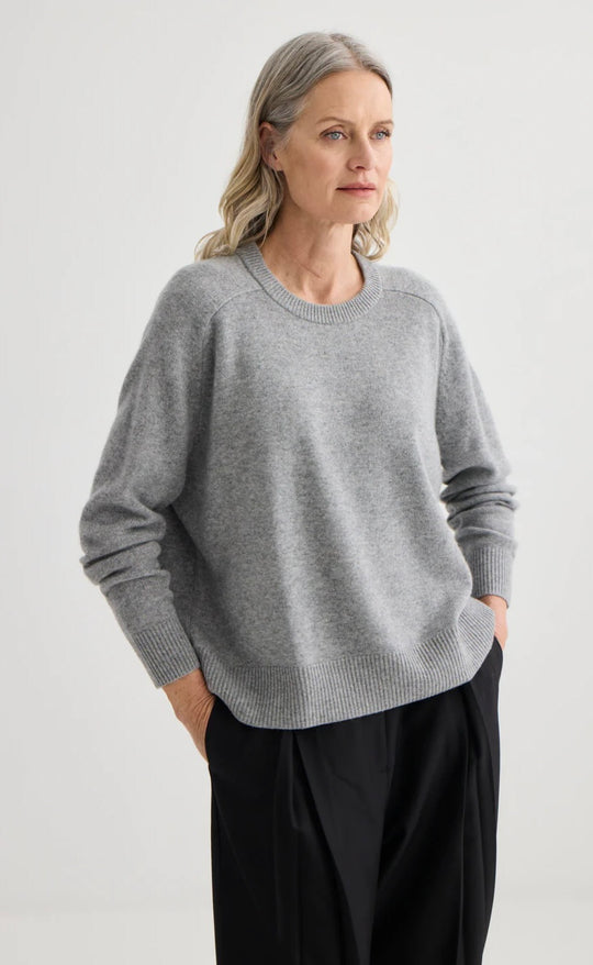 Cashmere Oversized Crewneck Grey Marle
