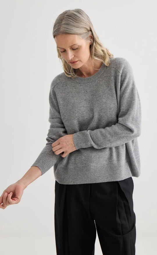Cashmere Oversized Crewneck Grey Marle