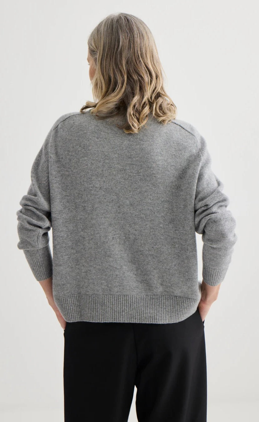 Cashmere Oversized Crewneck Grey Marle