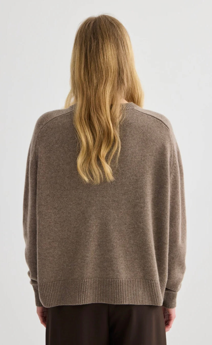 Cashmere Oversized Crewneck Cocoa Marle