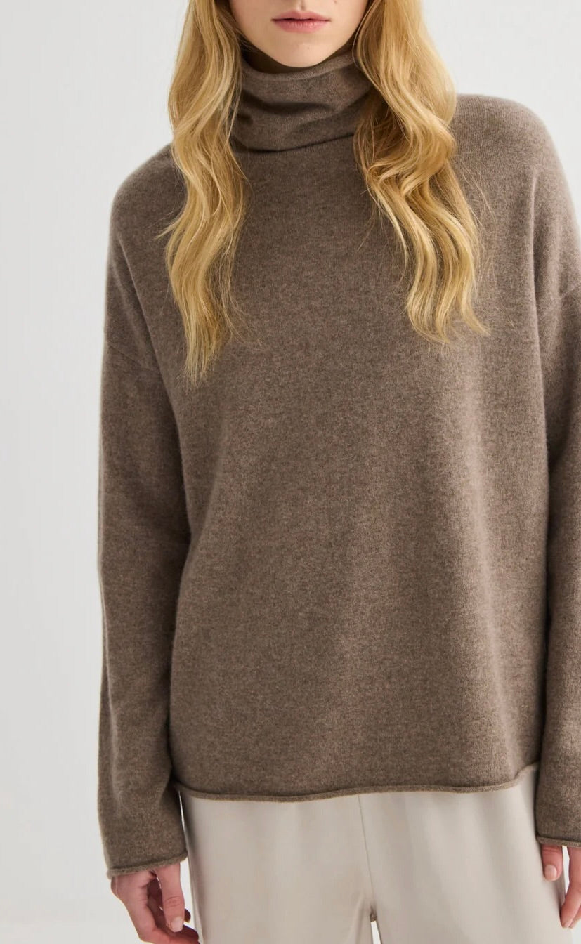 Mara Funnel Neck Cocoa Marle