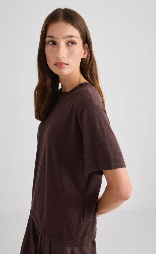 Noor Knit Tee Silk Cotton Chocolate
