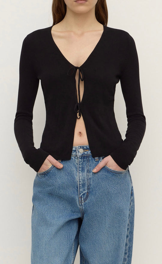 Leora Long Sleeve Knit Top Black