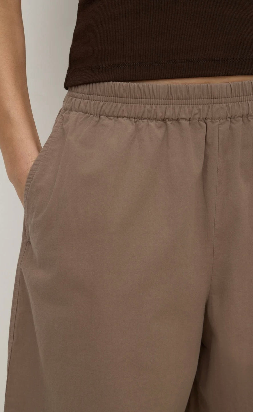 Elaine Washed Cotton Pant Dark Sand
