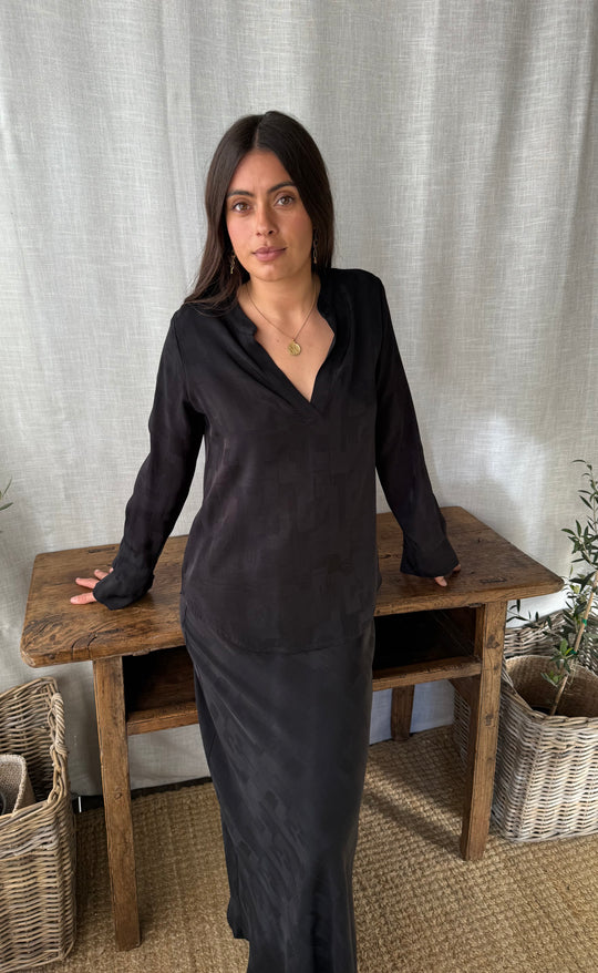 Renee Maxi Skirt Vogue Satin Black